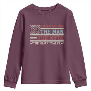 American Flag Dachshund Dad Youth Sweatshirt The Man The Myth The Snack Dealer TS12 Maroon Print Your Wear