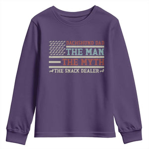 American Flag Dachshund Dad Youth Sweatshirt The Man The Myth The Snack Dealer TS12 Purple Print Your Wear