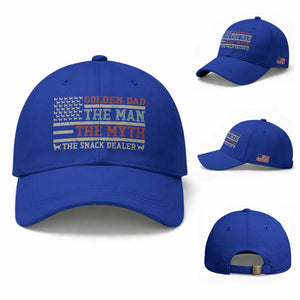 Vintage Golden Retriever Dad Baseball Cap The Man The Myth The Snack Dealer TS12 Baseball Cap Universal Fit Royal Blue Print Your Wear