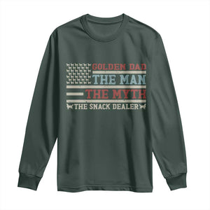 Vintage Golden Retriever Dad Long Sleeve Shirt The Man The Myth The Snack Dealer TS12 Dark Forest Green Print Your Wear