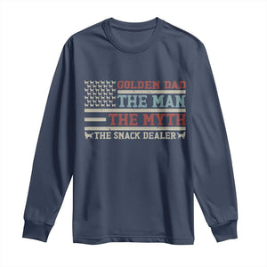 Vintage Golden Retriever Dad Long Sleeve Shirt The Man The Myth The Snack Dealer TS12 Navy Print Your Wear