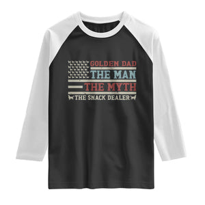 Vintage Golden Retriever Dad Raglan Shirt The Man The Myth The Snack Dealer TS12 Black White Print Your Wear