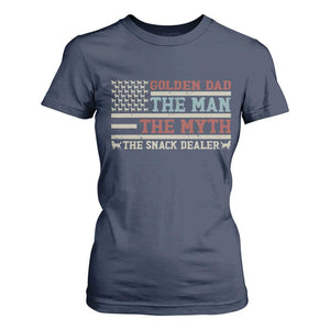 Vintage Golden Retriever Dad T Shirt For Women The Man The Myth The Snack Dealer TS12 Navy Print Your Wear