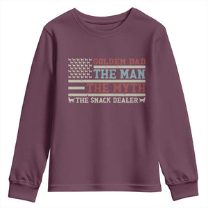 Vintage Golden Retriever Dad Youth Sweatshirt The Man The Myth The Snack Dealer TS12 Maroon Print Your Wear