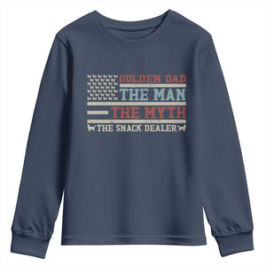 Vintage Golden Retriever Dad Youth Sweatshirt The Man The Myth The Snack Dealer TS12 Navy Print Your Wear