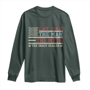 Vintage USA Cat Dad Long Sleeve Shirt The Man The Myth The Snack Dealer TS12 Dark Forest Green Print Your Wear