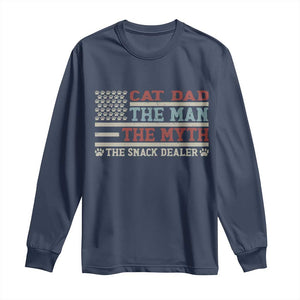 Vintage USA Cat Dad Long Sleeve Shirt The Man The Myth The Snack Dealer TS12 Navy Print Your Wear