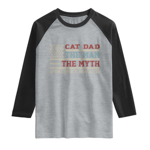 Vintage USA Cat Dad Raglan Shirt The Man The Myth The Snack Dealer TS12 Heather Gray Black Print Your Wear