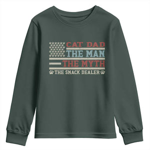 Vintage USA Cat Dad Youth Sweatshirt The Man The Myth The Snack Dealer TS12 Dark Forest Green Print Your Wear