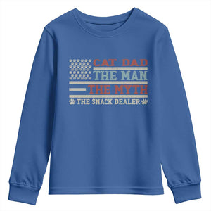 Vintage USA Cat Dad Youth Sweatshirt The Man The Myth The Snack Dealer TS12 Royal Blue Print Your Wear