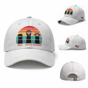 Funny Vintage Black Cat Introvert Baseball Cap Rock Paper Scissors Paw TS12 Baseball Cap Universal Fit White Print Your Wear
