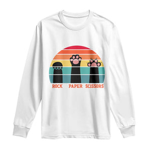 Funny Vintage Black Cat Introvert Long Sleeve Shirt Rock Paper Scissors Paw TS12 White Print Your Wear