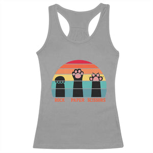 Funny Vintage Black Cat Introvert Racerback Tank Top Rock Paper Scissors Paw TS12 Sport Gray Print Your Wear