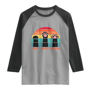 Funny Vintage Black Cat Introvert Raglan Shirt Rock Paper Scissors Paw TS12 Sport Gray Black Print Your Wear