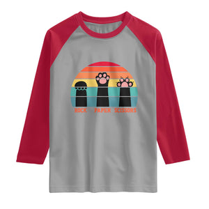 Funny Vintage Black Cat Introvert Raglan Shirt Rock Paper Scissors Paw TS12 Sport Gray Red Print Your Wear