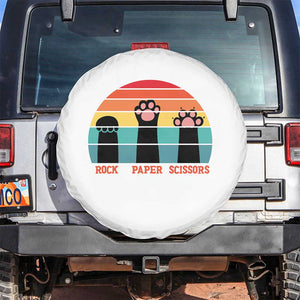 Funny Vintage Black Cat Introvert Spare Tire Cover Rock Paper Scissors Paw TS12 No hole White Print Your Wear