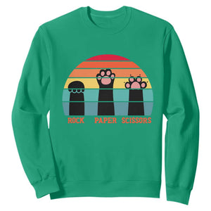Funny Vintage Black Cat Introvert Sweatshirt Rock Paper Scissors Paw TS12 Irish Green Print Your Wear