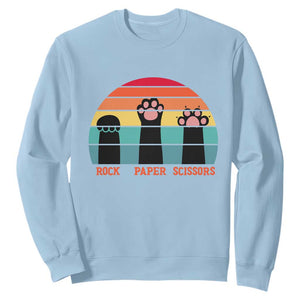Funny Vintage Black Cat Introvert Sweatshirt Rock Paper Scissors Paw TS12 Light Blue Print Your Wear