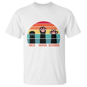 Funny Vintage Black Cat Introvert T Shirt Rock Paper Scissors Paw TS12 White Print Your Wear