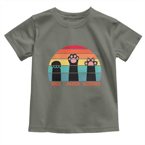 Funny Vintage Black Cat Introvert Toddler T Shirt Rock Paper Scissors Paw TS12 Military Green Print Your Wear