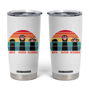 Funny Vintage Black Cat Introvert Tumbler Cup Rock Paper Scissors Paw TS12 White Print Your Wear