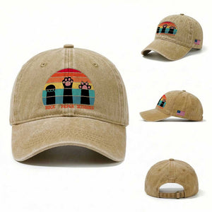 Funny Vintage Black Cat Introvert Washed Cotton Baseball Cap Rock Paper Scissors Paw TS12 Washed Cap Universal Fit Khaki Print Your Wear