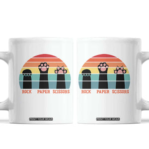 Funny Vintage Black Cat Introvert Coffee Mug Rock Paper Scissors Paw TS12 White Print Your Wear