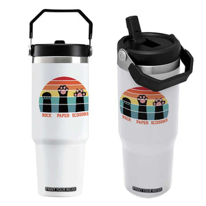 Funny Vintage Black Cat Introvert Flip Straw Tumbler Rock Paper Scissors Paw TS12 One Size: 30 oz White Print Your Wear