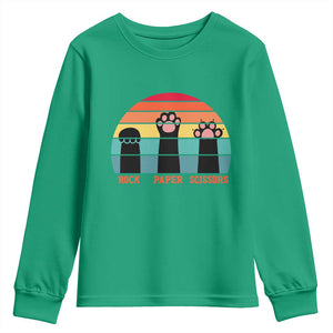 Funny Vintage Black Cat Introvert Youth Sweatshirt Rock Paper Scissors Paw TS12 Irish Green Print Your Wear