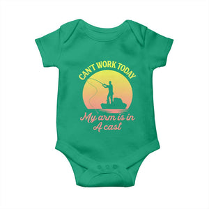 Funny Fishing Enthusiast Gift Baby Onesie I Cant Work Today My Arm Is In A Cast TS12 Irish Green Print Your Wear