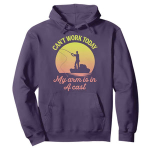 Funny Fishing Enthusiast Gift Hoodie I Cant Work Today My Arm Is In A Cast TS12 Purple Print Your Wear