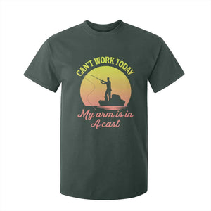 Funny Fishing Enthusiast Gift T Shirt For Kid I Cant Work Today My Arm Is In A Cast TS12 Dark Forest Green Print Your Wear