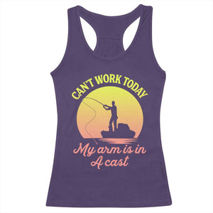 Funny Fishing Enthusiast Gift Racerback Tank Top I Cant Work Today My Arm Is In A Cast TS12 Purple Print Your Wear