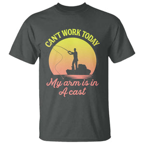 Funny Fishing Enthusiast Gift T Shirt I Cant Work Today My Arm Is In A Cast TS12 Dark Heather Print Your Wear