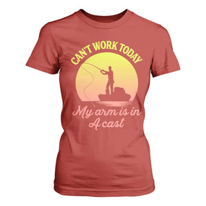 Funny Fishing Enthusiast Gift T Shirt For Women I Cant Work Today My Arm Is In A Cast TS12 Red Print Your Wear
