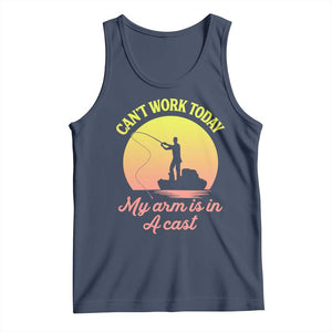 Funny Fishing Enthusiast Gift Tank Top I Cant Work Today My Arm Is In A Cast TS12 Navy Print Your Wear