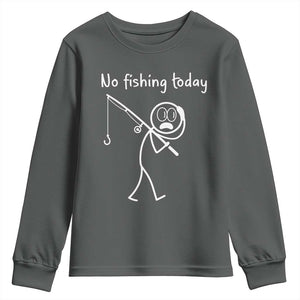 Funny Angler Gift Youth Sweatshirt No Fishing Today TS12 Dark Heather Print Your Wear