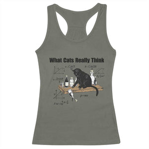 Funny Physics Cat Meme Racerback Tank Top What Cats Really Think TS12 Military Green Print Your Wear