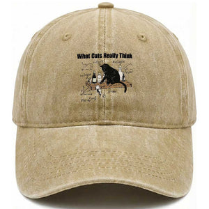 Funny Physics Cat Meme Washed Cotton Baseball Cap What Cats Really Think TS12 Print Your Wear