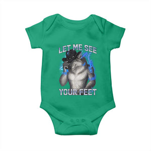 Funny Alpha Wolf Ironic Meme Baby Onesie Let Me See Your Feet TS12 Irish Green Print Your Wear