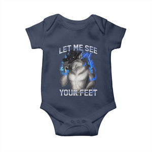 Funny Alpha Wolf Ironic Meme Baby Onesie Let Me See Your Feet TS12 Navy Print Your Wear