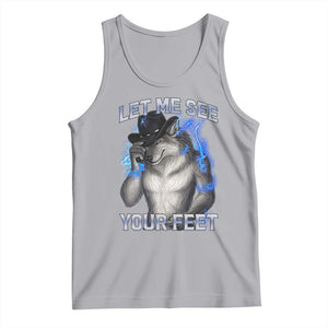Funny Alpha Wolf Ironic Meme Tank Top Let Me See Your Feet TS12 Athletic Heather Print Your Wear