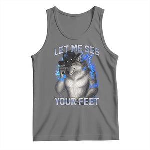 Funny Alpha Wolf Ironic Meme Tank Top Let Me See Your Feet TS12 Black Heather Print Your Wear