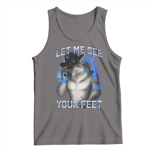 Funny Alpha Wolf Ironic Meme Tank Top Let Me See Your Feet TS12 Deep Heather Print Your Wear
