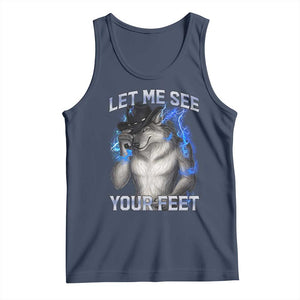 Funny Alpha Wolf Ironic Meme Tank Top Let Me See Your Feet TS12 Navy Print Your Wear