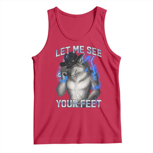 Funny Alpha Wolf Ironic Meme Tank Top Let Me See Your Feet TS12 Red Print Your Wear