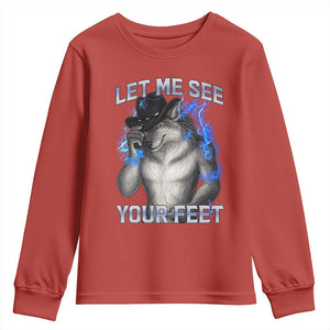 Funny Alpha Wolf Ironic Meme Youth Sweatshirt Let Me See Your Feet TS12 Red Print Your Wear