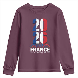 Vintage France Soccer Fan Youth Sweatshirt French Football Pride 2026 TS12 Maroon Print Your Wear