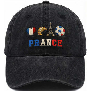French Football Fan Washed Cotton Baseball Cap France Soccer Game Day Gift TS12 Print Your Wear