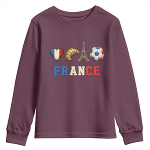 French Football Fan Youth Sweatshirt France Soccer Game Day Gift TS12 Maroon Print Your Wear